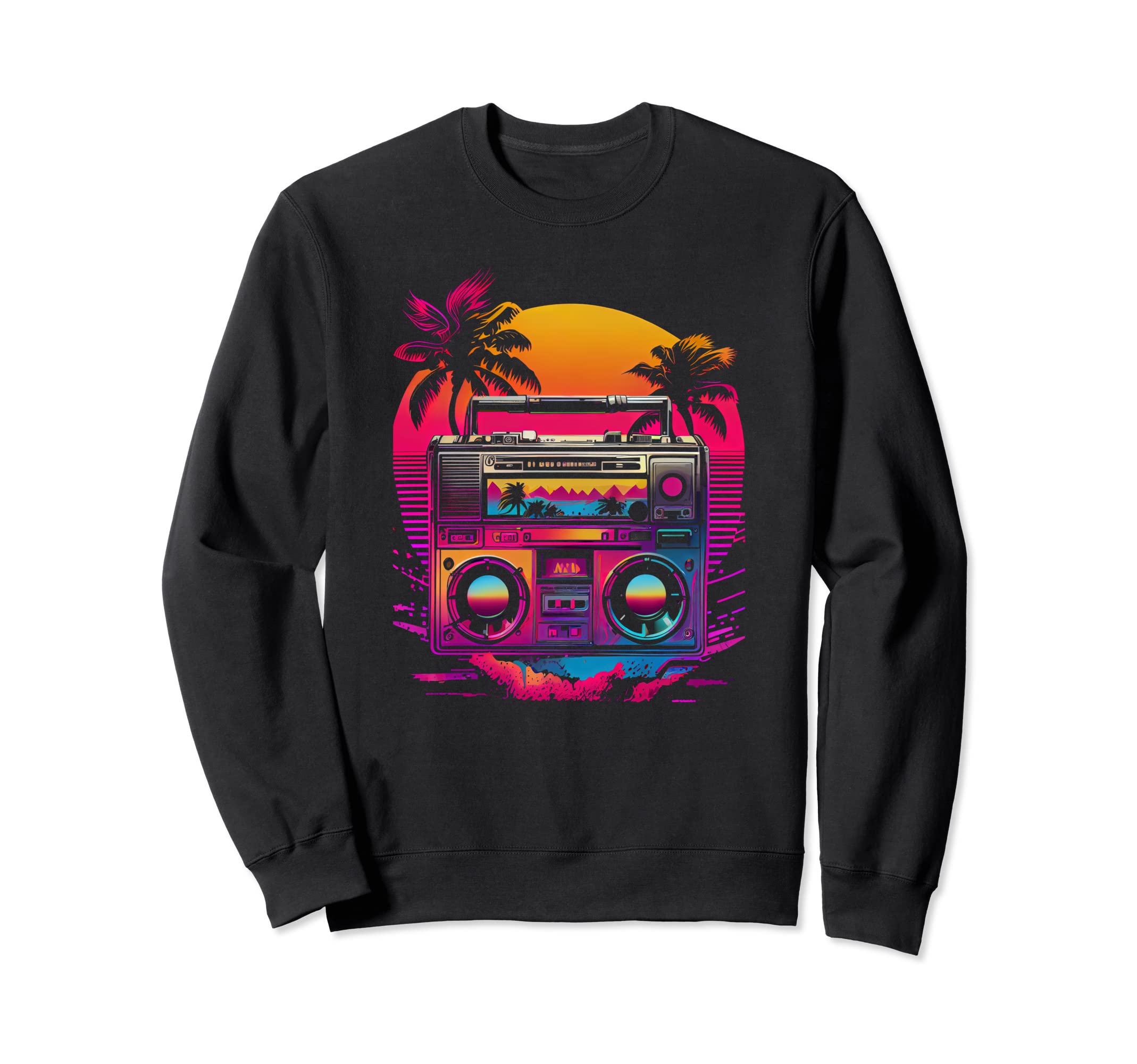 Synthwave Retrowave Boombox 80S Sweatshirt - Minimalist Print Men Women - T-Shirt, Sweatshirt, Hoodie