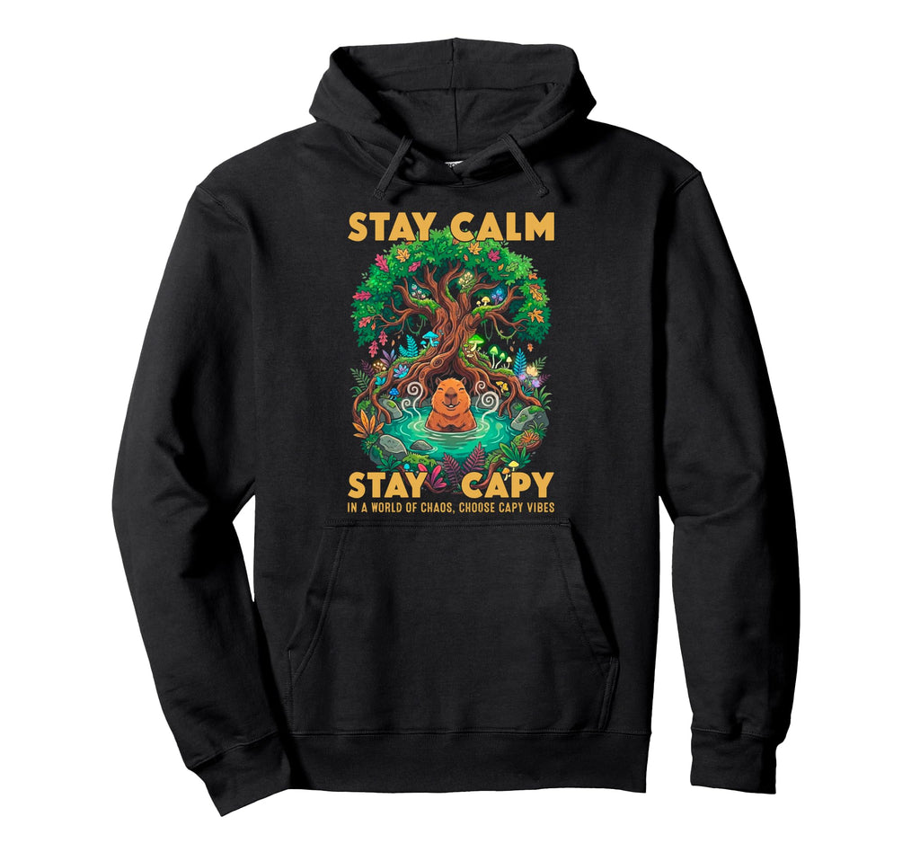 Stay Capy Capybara Zen Forest Nature Hoodie - Streetwear Style Unisex - T-Shirt, Sweatshirt, Hoodie
