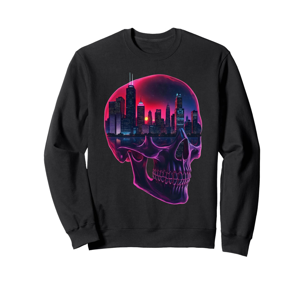 90S Vaporwave Aesthetic Skull Sweatshirt - Streetwear Style Unisex - T-Shirt, Sweatshirt, Hoodie