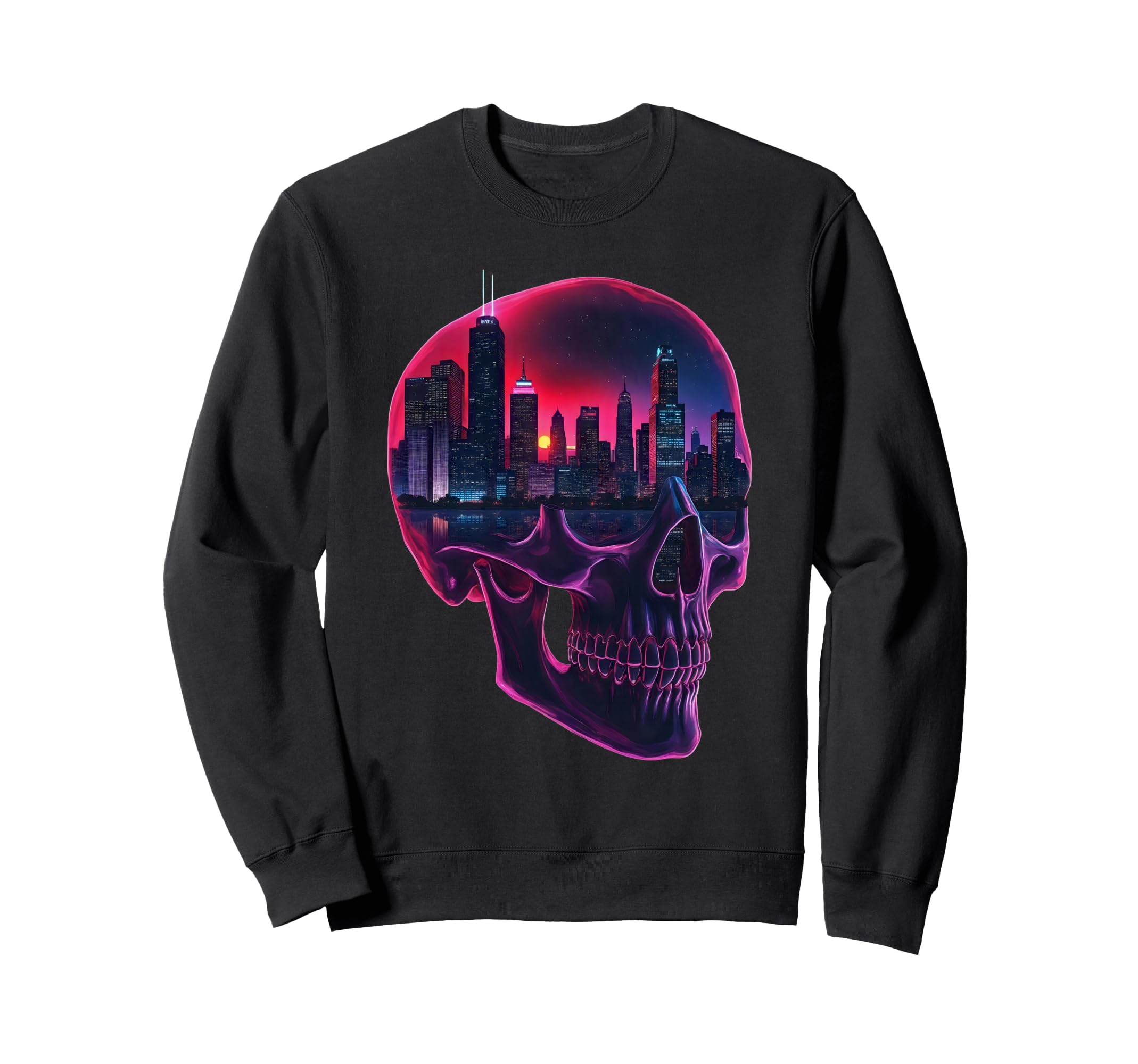 90S Vaporwave Aesthetic Skull Sweatshirt - Streetwear Style Unisex - T-Shirt, Sweatshirt, Hoodie