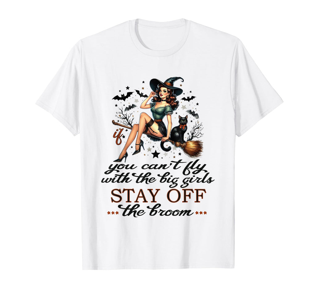 Halloween Witch Funny Fly Big Pin Up T-Shirt - Novelty Apparel Men Women - T-Shirt, Sweatshirt, Hoodie
