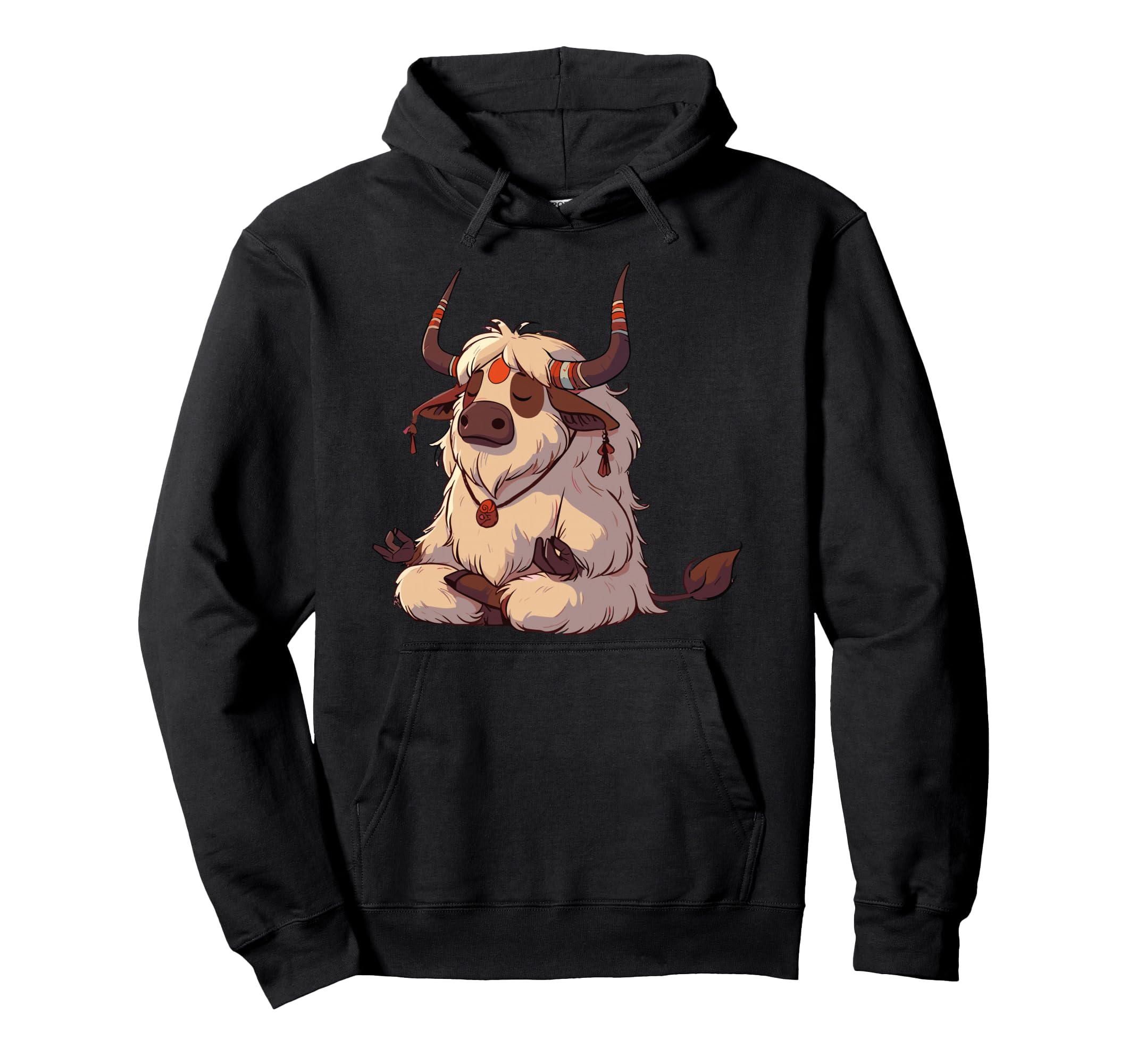 Meditation Yak Yoga Pose Relaxing Animal Hoodie - Trendy Graphic Men Women - T-Shirt, Sweatshirt, Hoodie