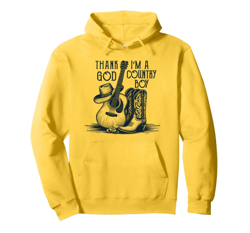 Thank God Im Country Music Cowboy Hoodie - Fun Novelty Design Men Women - T-Shirt, Sweatshirt, Hoodie