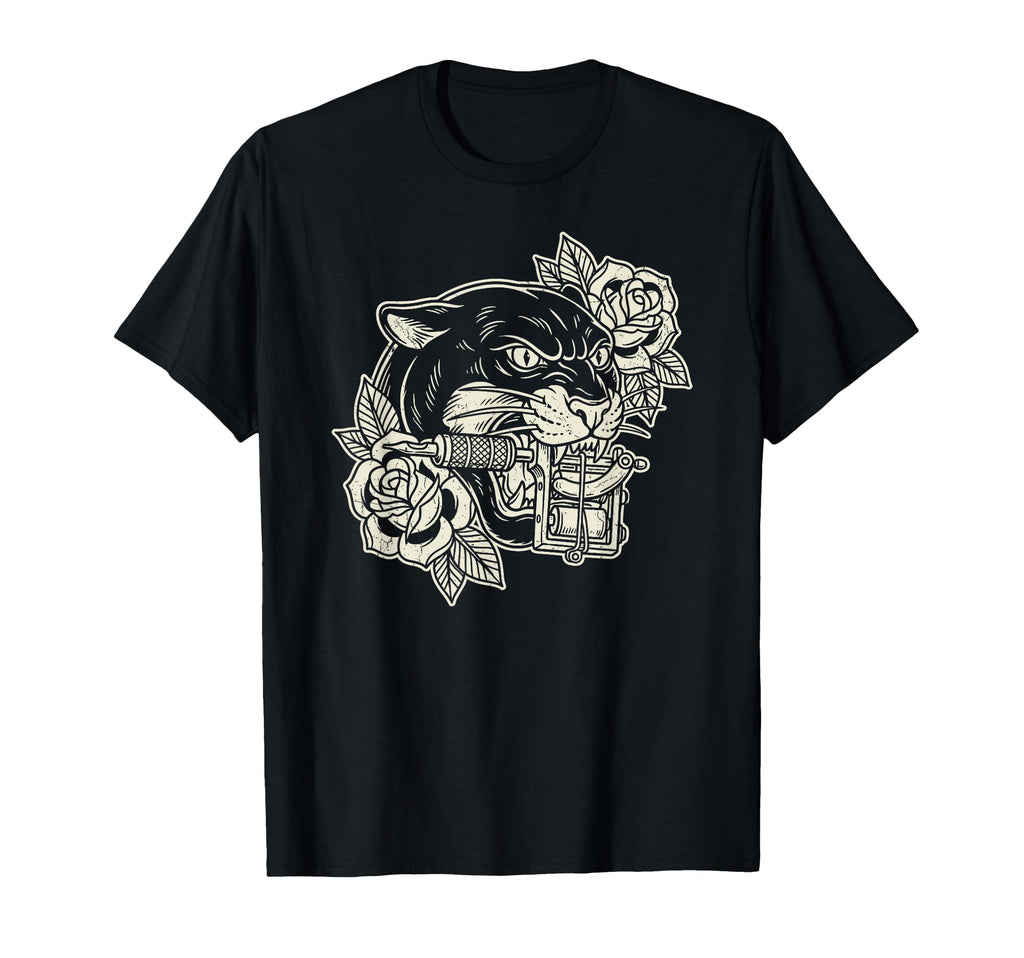 Traditional Panther Tattoo Machine T-Shirt - Aesthetic Graphic Men Women - T-Shirt, Sweatshirt, Hoodie