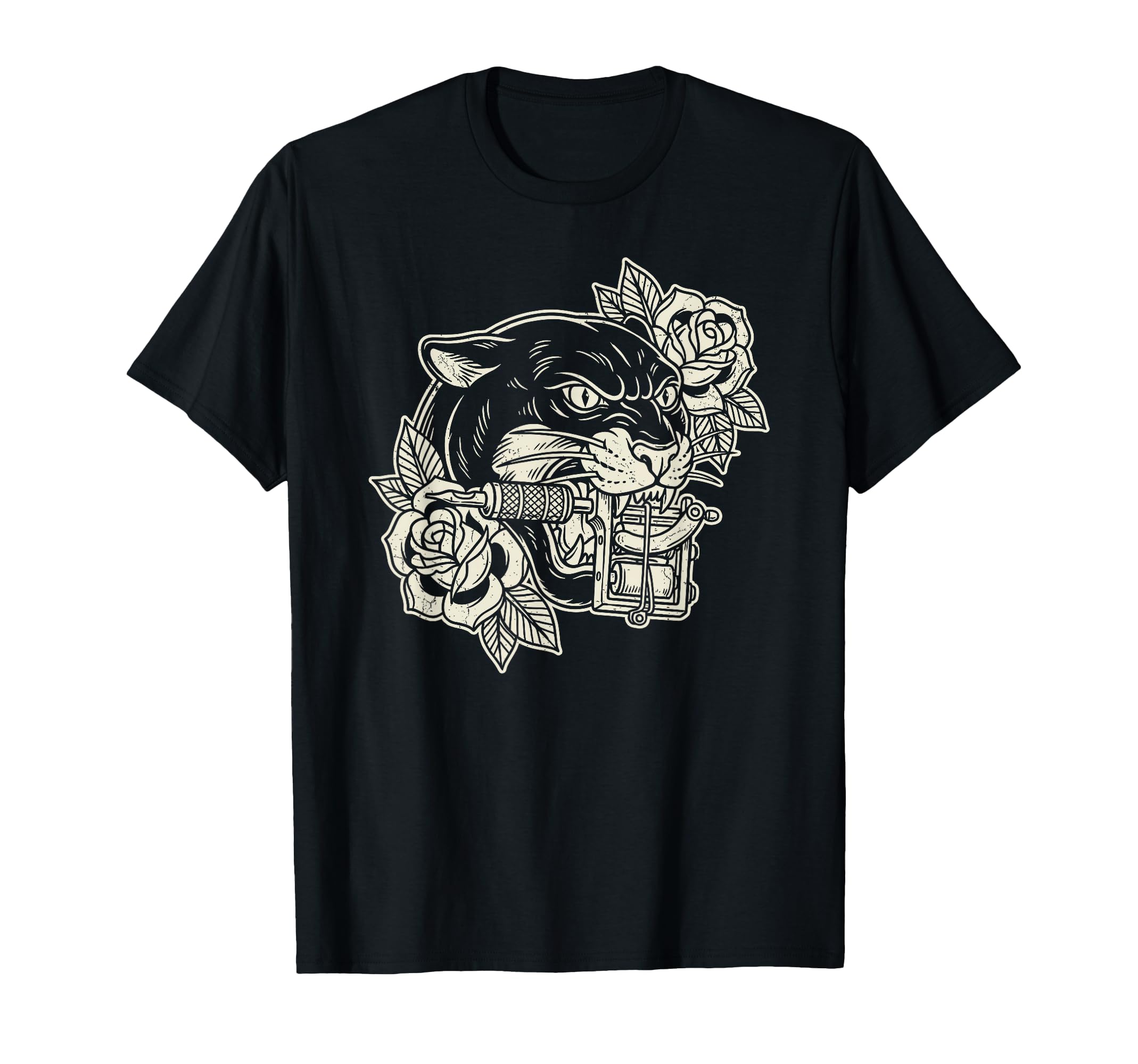 Traditional Panther Tattoo Machine T-Shirt - Aesthetic Graphic Men Women - T-Shirt, Sweatshirt, Hoodie