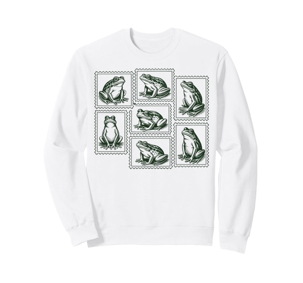 Frog Postage Stamp Illustration Sweatshirt - Fun Novelty Design Men Women - T-Shirt, Sweatshirt, Hoodie