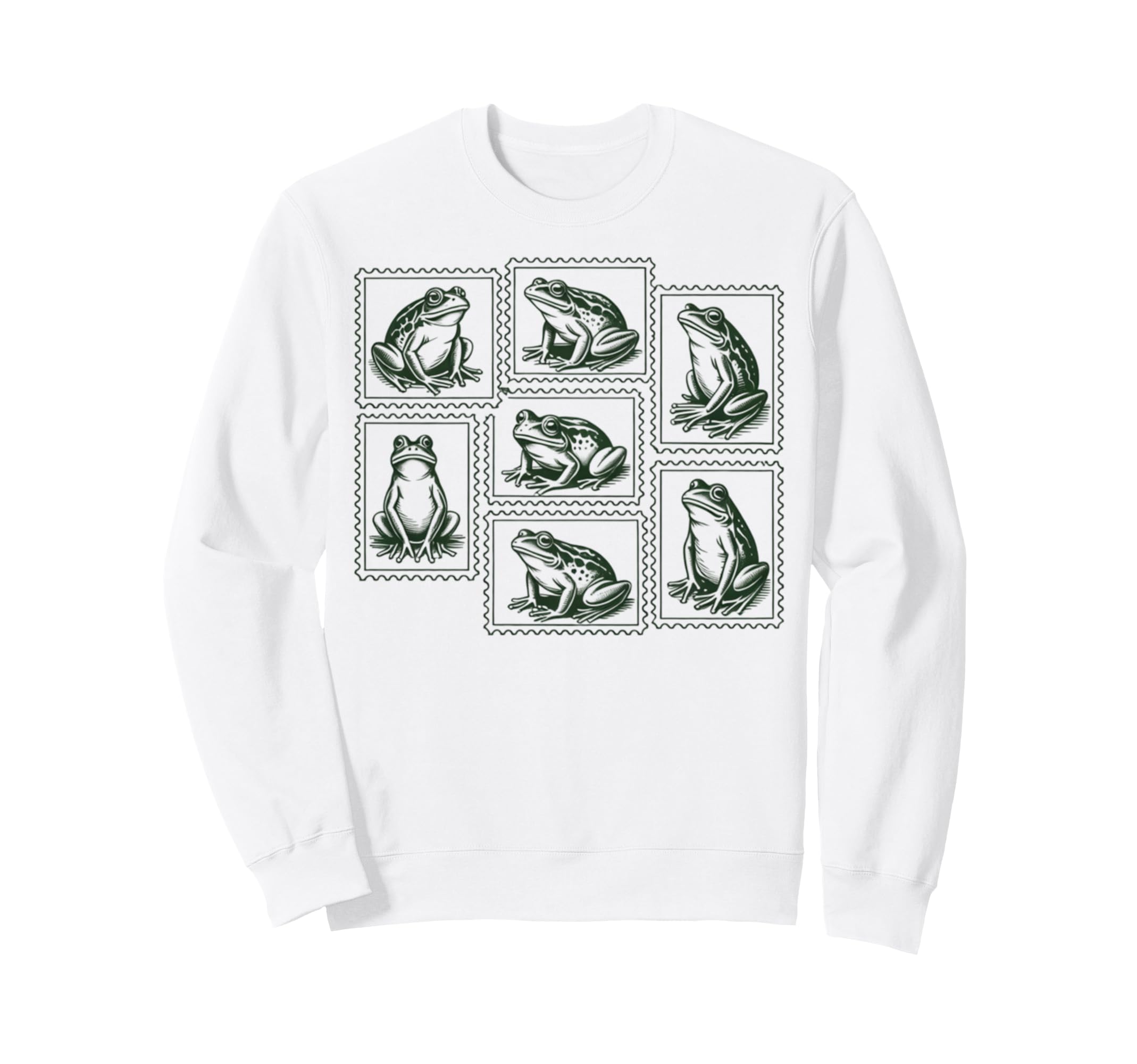 Frog Postage Stamp Illustration Sweatshirt - Fun Novelty Design Men Women - T-Shirt, Sweatshirt, Hoodie