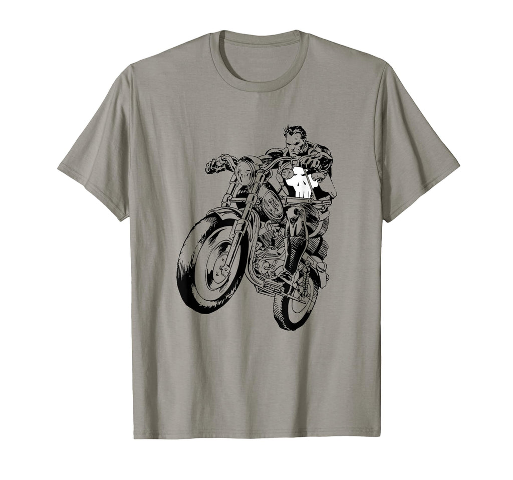 Marvel Punisher Riding Motorcycle T-Shirt - Custom Art Print for Adults - T-Shirt, Sweatshirt, Hoodie