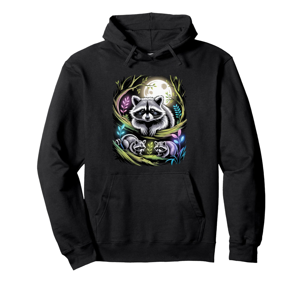 90S Airbrushed Raccoon Family Hoodie - Casual Everyday Wear for Adults - T-Shirt, Sweatshirt, Hoodie