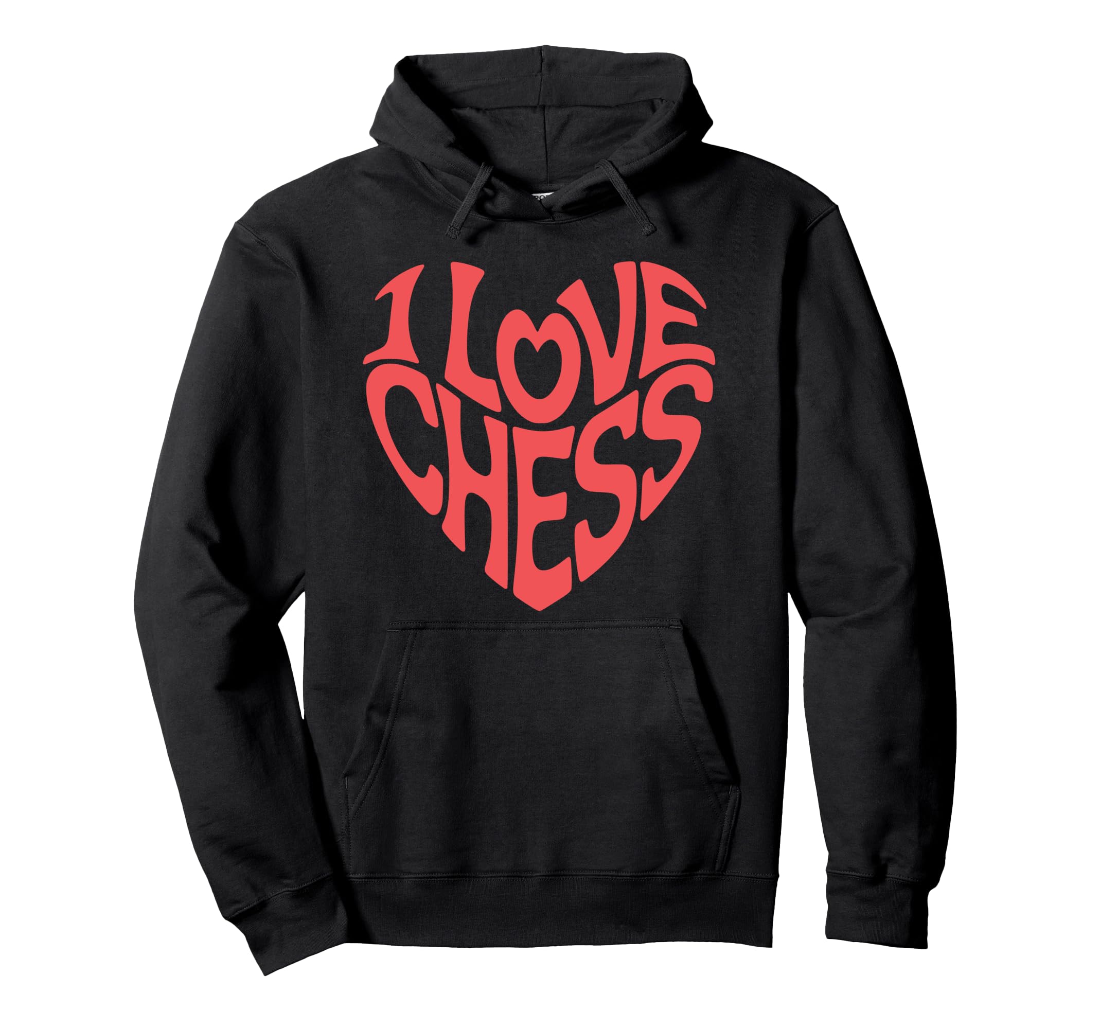 I Love Chess Heart Shaped Typography Hoodie - Minimalist Print Unisex - T-Shirt, Sweatshirt, Hoodie