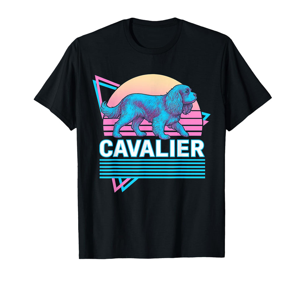 Cavalier King Charles Spaniel Synthwave T-Shirt - Fun Novelty Design Unisex - T-Shirt, Sweatshirt, Hoodie