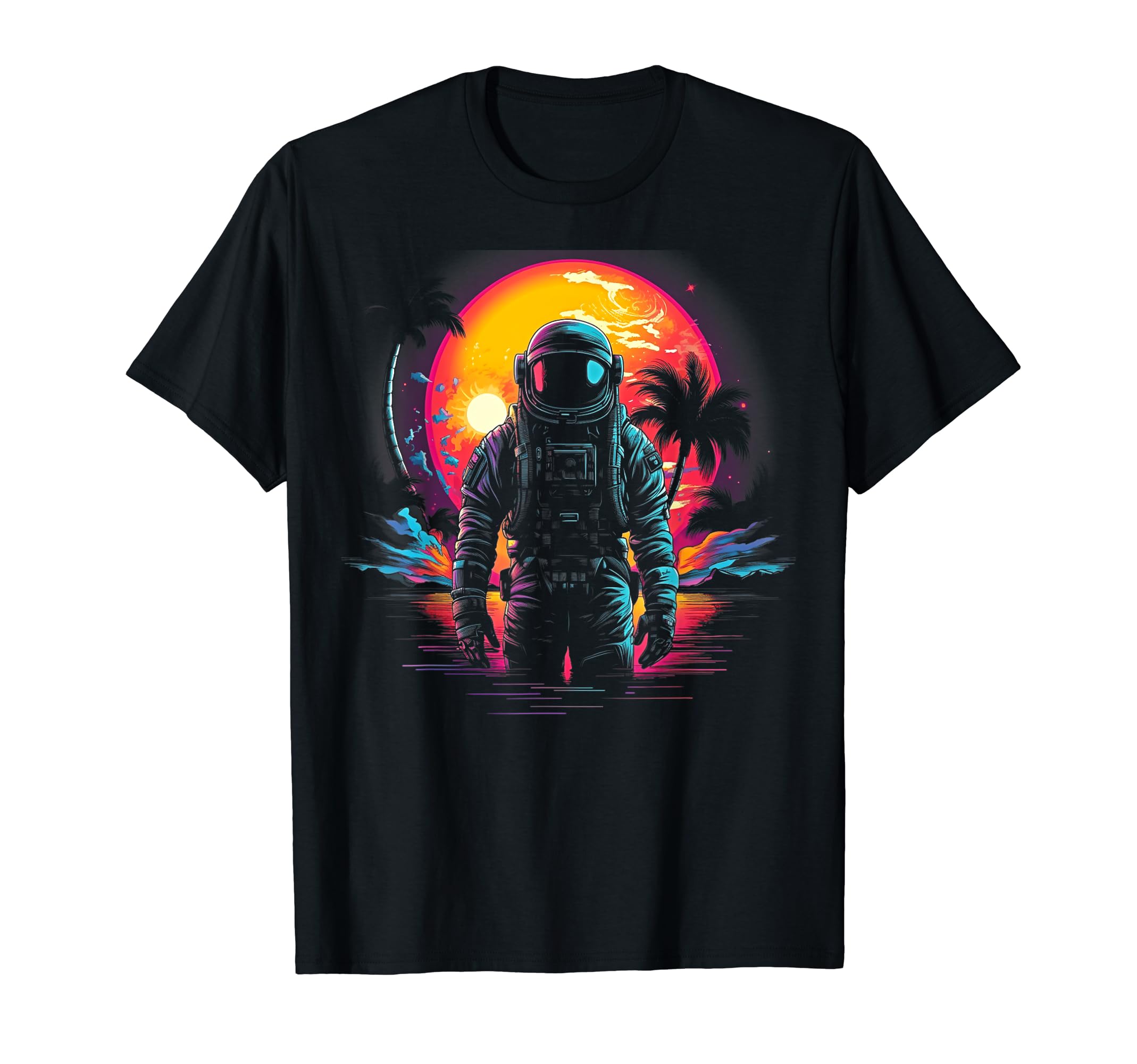 Synthwave Astronaut Cyberpunk 80S T-Shirt - Fun Novelty Design for Adults - T-Shirt, Sweatshirt, Hoodie