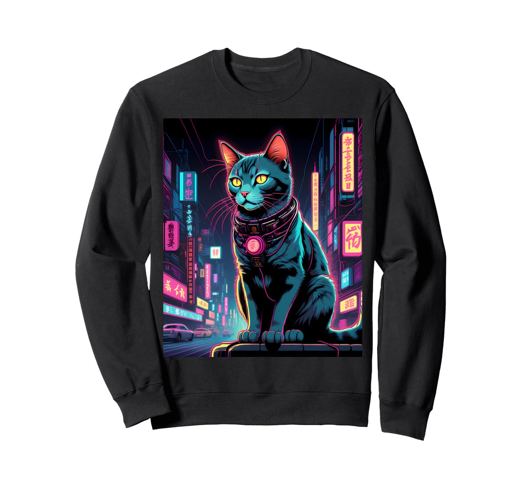 Japanese Vaporwave Cat 80S Sweatshirt - Streetwear Style Men Women - T-Shirt, Sweatshirt, Hoodie