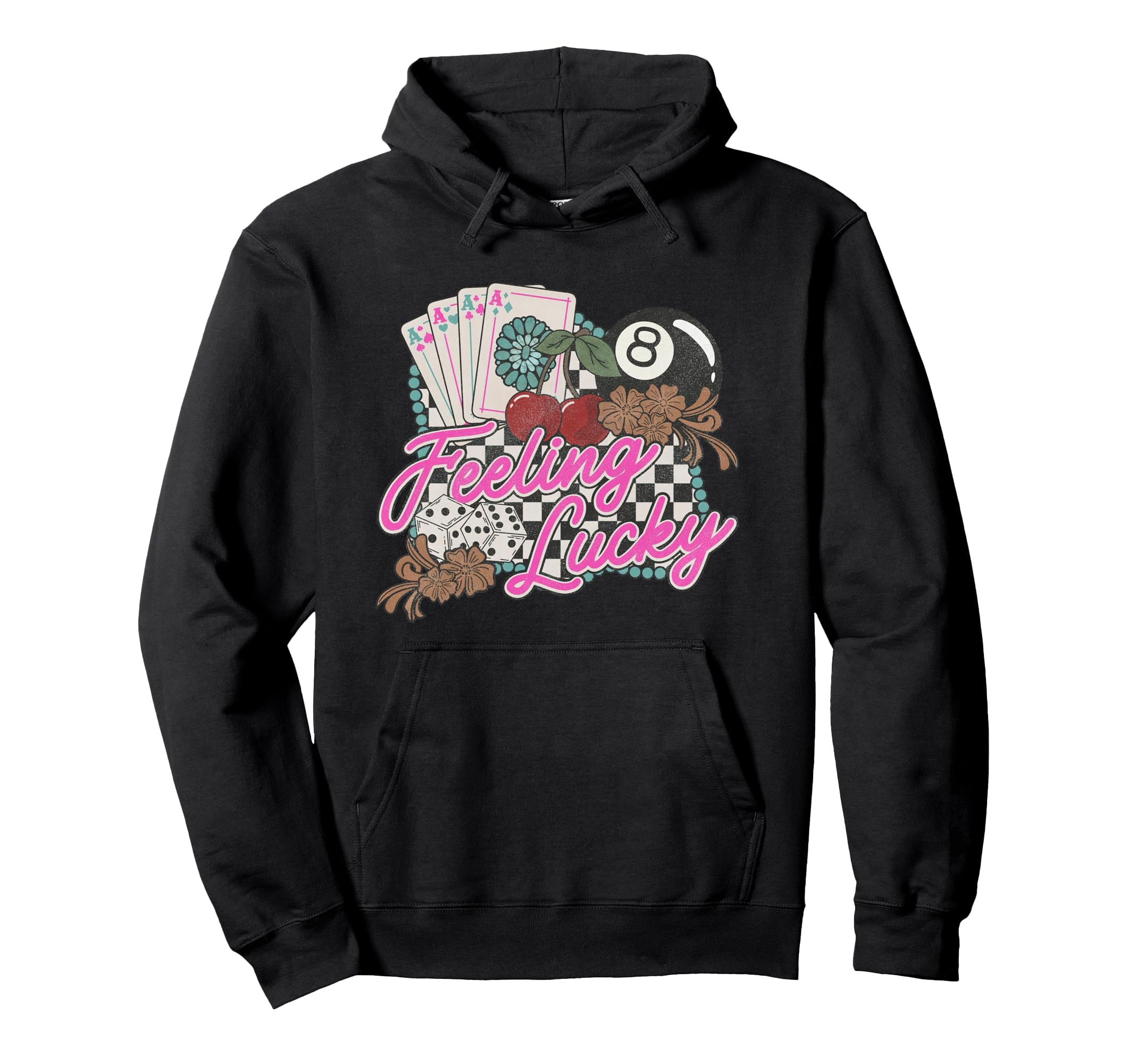Feeling Lucky Turquoise Frame Hoodie - Fun Novelty Design for Adults - T-Shirt, Sweatshirt, Hoodie