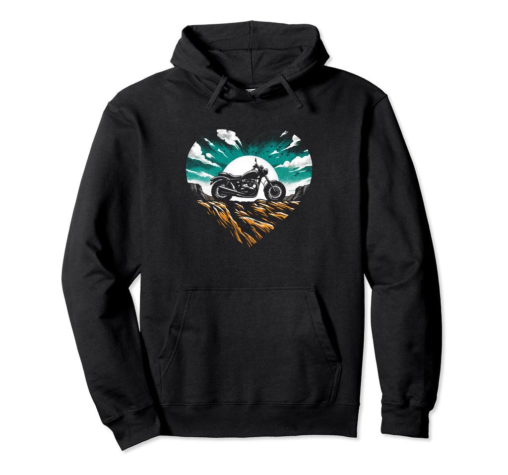 Motorcycling Heart Motorbike Biking Hoodie - Novelty Apparel Men Women - T-Shirt, Sweatshirt, Hoodie