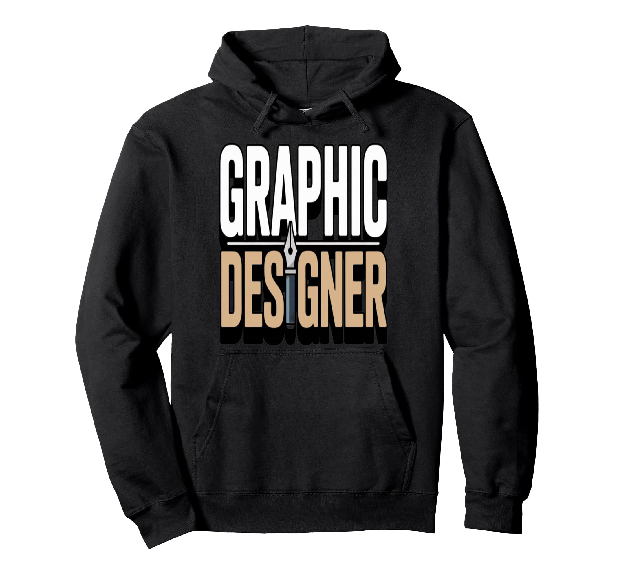 Designer Typography Pen Icon Hoodie - Unique Graphic for Adults - T-Shirt, Sweatshirt, Hoodie