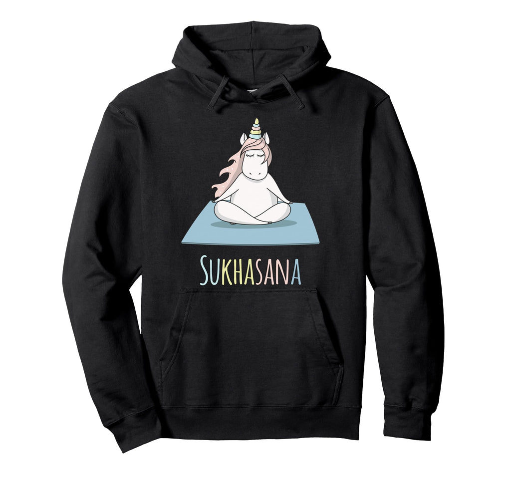 Unicorn Yoga Pose Sukhasana Namaste Hoodie - Custom Art Print for Adults - T-Shirt, Sweatshirt, Hoodie