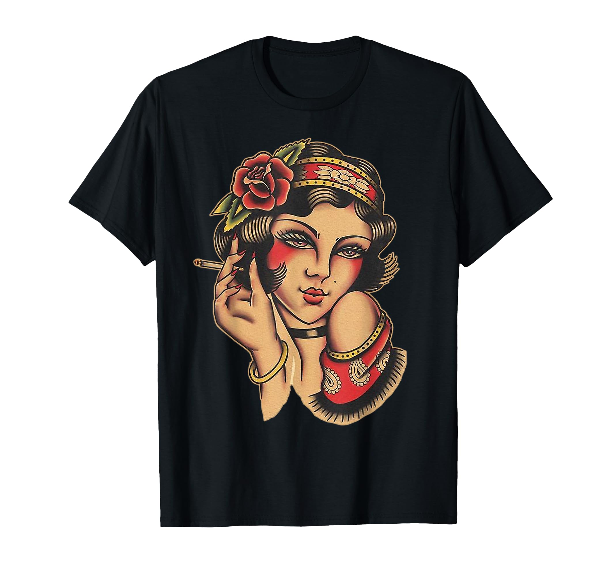 Pin Up Traditional Tattoo Flash T-Shirt - Minimalist Print Men Women - T-Shirt, Sweatshirt, Hoodie