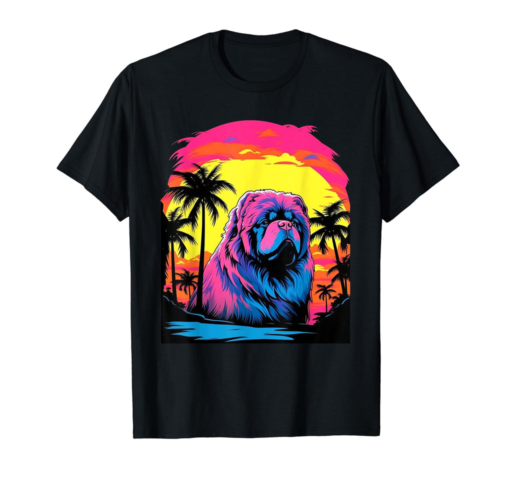 Chow Chow 80S Synthwave Sunset T-Shirt - Unique Graphic Men Women - T-Shirt, Sweatshirt, Hoodie