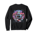 Robot Dj Vinyl City Skyline Sweatshirt - Casual Everyday Wear Men Women - T-Shirt, Sweatshirt, Hoodie