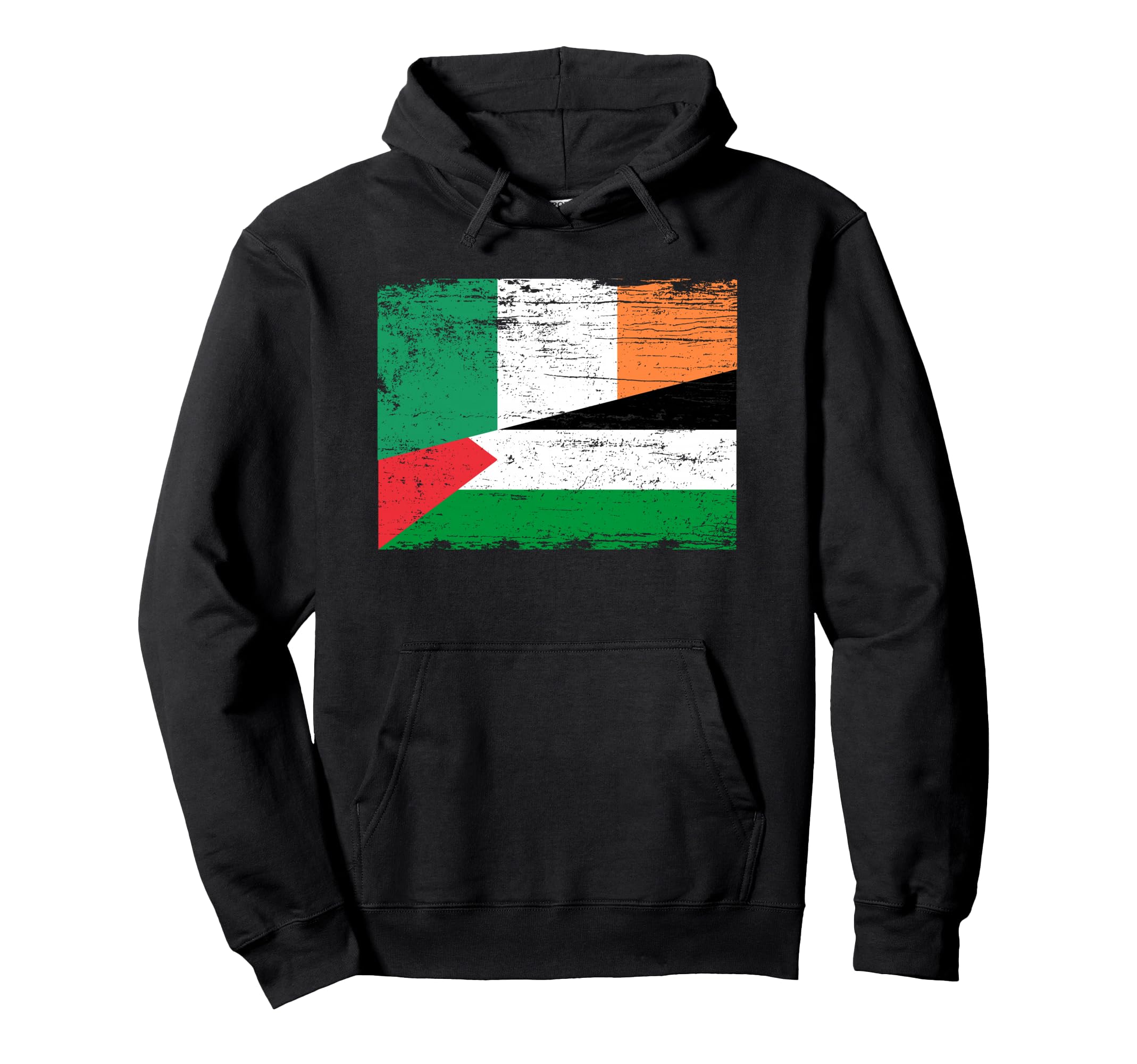 Ireland Palestine Flags Half Irish Half Hoodie - Graphic Print Unisex - T-Shirt, Sweatshirt, Hoodie