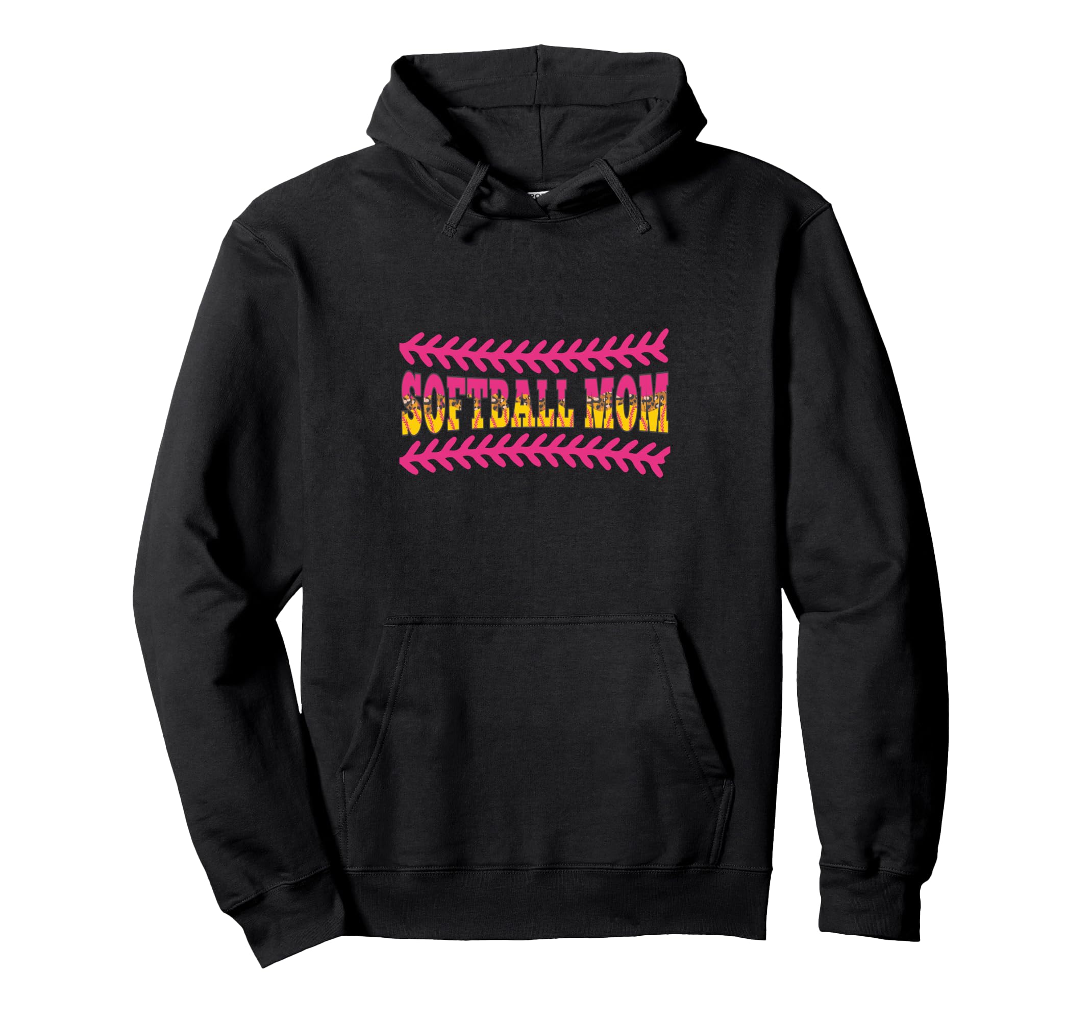 Softball Mom Baseball Seams Leopard Hoodie - Novelty Apparel Unisex - T-Shirt, Sweatshirt, Hoodie