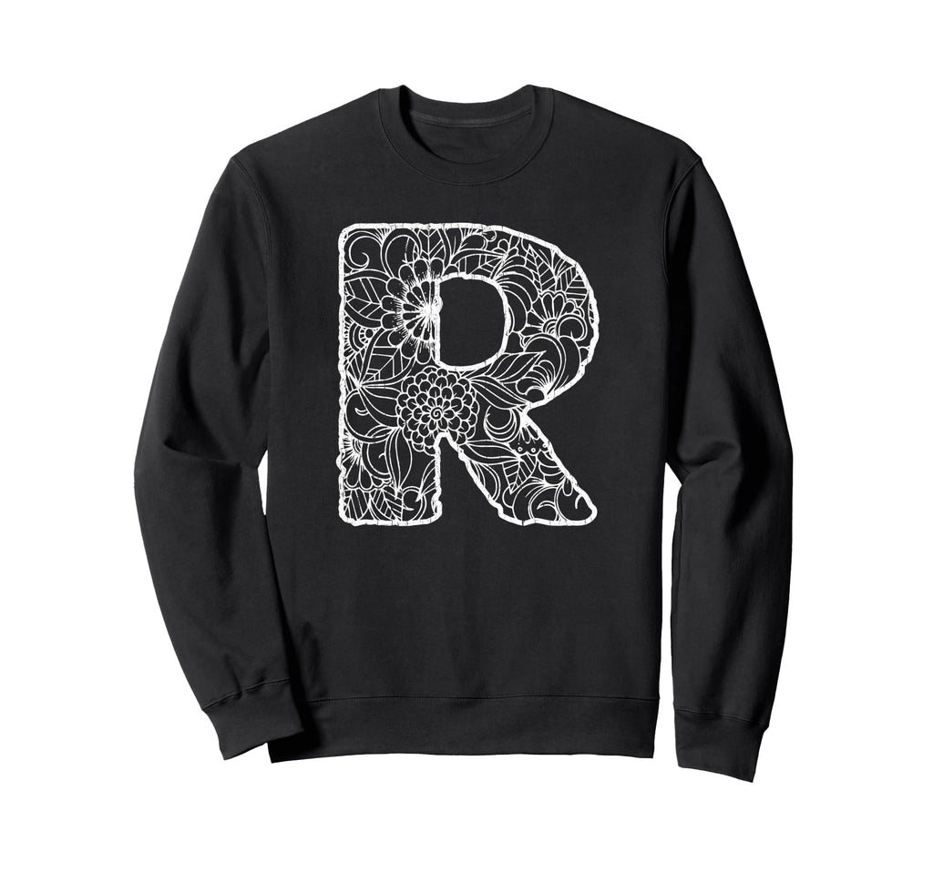 Capital Letter R Floral Chic Boho Sweatshirt - Graphic Print Men Women - T-Shirt, Sweatshirt, Hoodie
