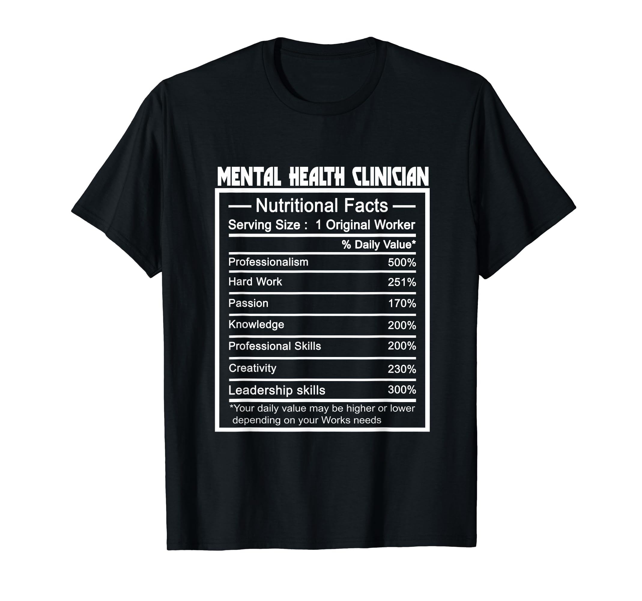 Funny Job Title Nutrition Facts T-Shirt - Casual Everyday Wear for Adults - T-Shirt, Sweatshirt, Hoodie