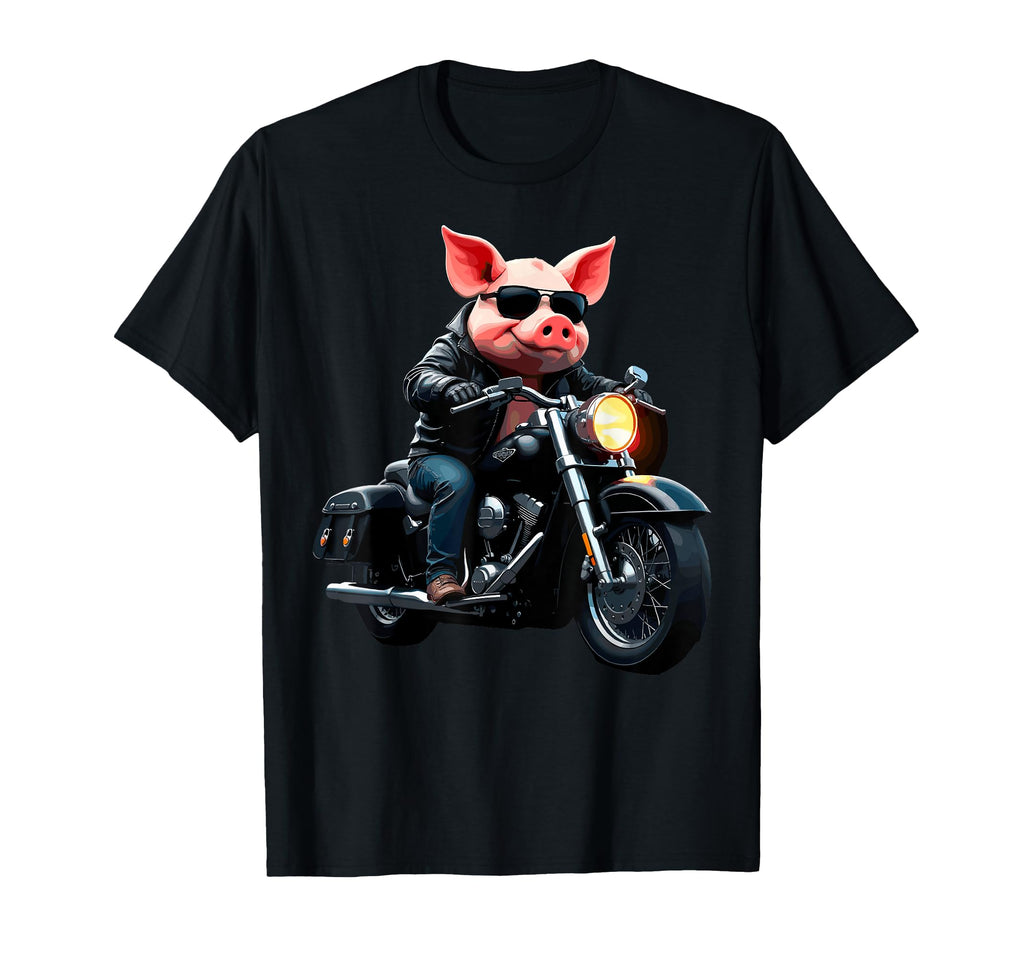 Funny Motorcycles Pig Biker Motorcycling T-Shirt - Graphic Print Men Women - T-Shirt, Sweatshirt, Hoodie