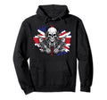 British Patriotic Motorcycle Skull Hoodie - Unique Graphic for Adults - T-Shirt, Sweatshirt, Hoodie