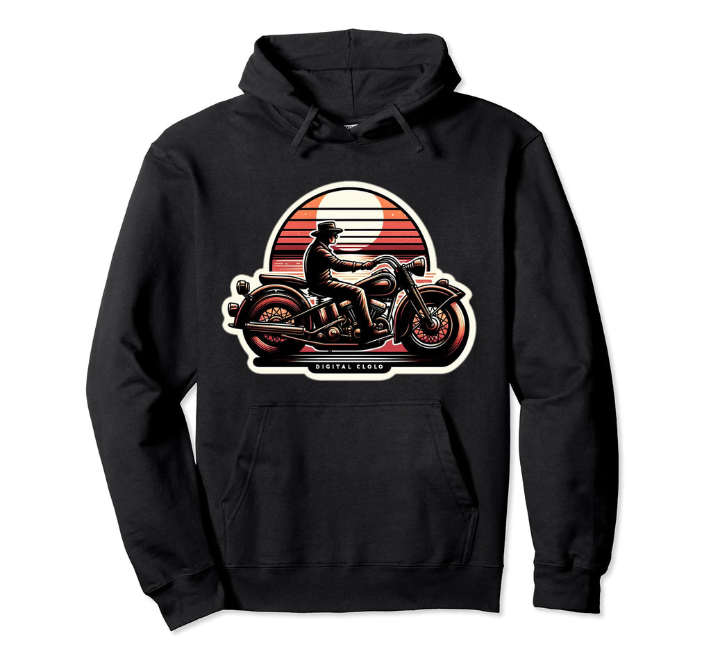 Motorcycle Sunset Art Hoodie - Custom Art Print Unisex - T-Shirt, Sweatshirt, Hoodie