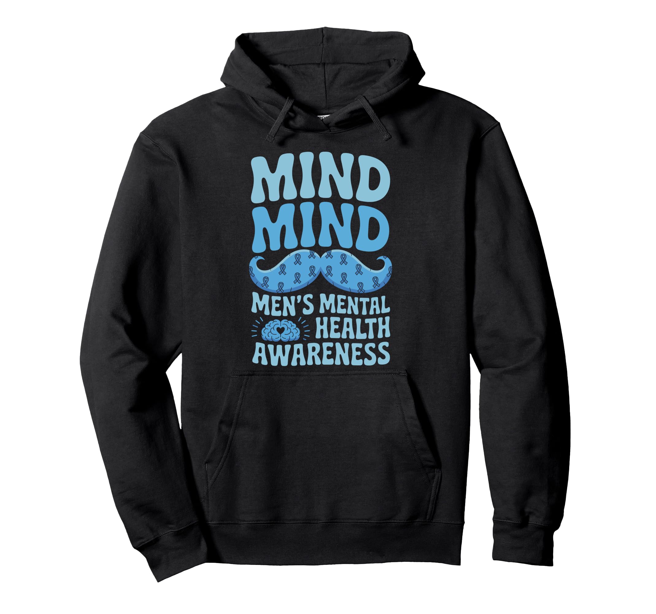 Groovy Mustache Mental Health Matters Hoodie - Unique Graphic Unisex - T-Shirt, Sweatshirt, Hoodie