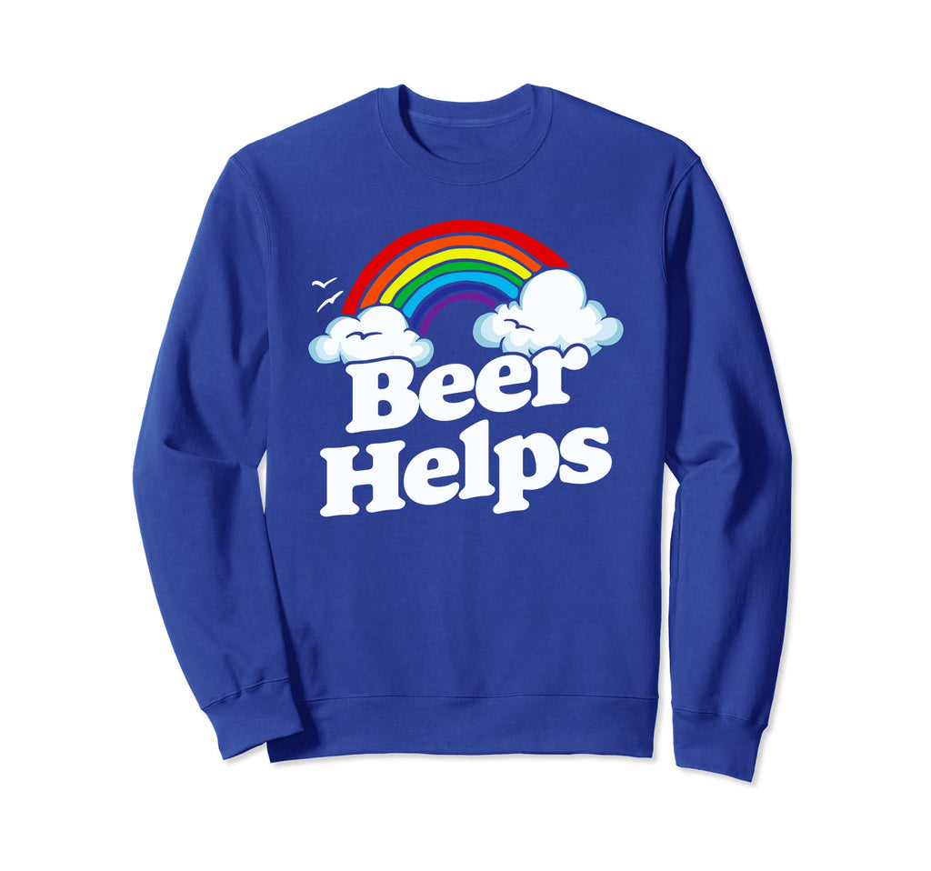 Beer Helps Funny Minimalist Sweatshirt - Fun Novelty Design Men Women - T-Shirt, Sweatshirt, Hoodie