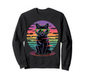 Vaporwave Black Cat Pixel Sunglasses Sweatshirt - Trendy Graphic Unisex - T-Shirt, Sweatshirt, Hoodie