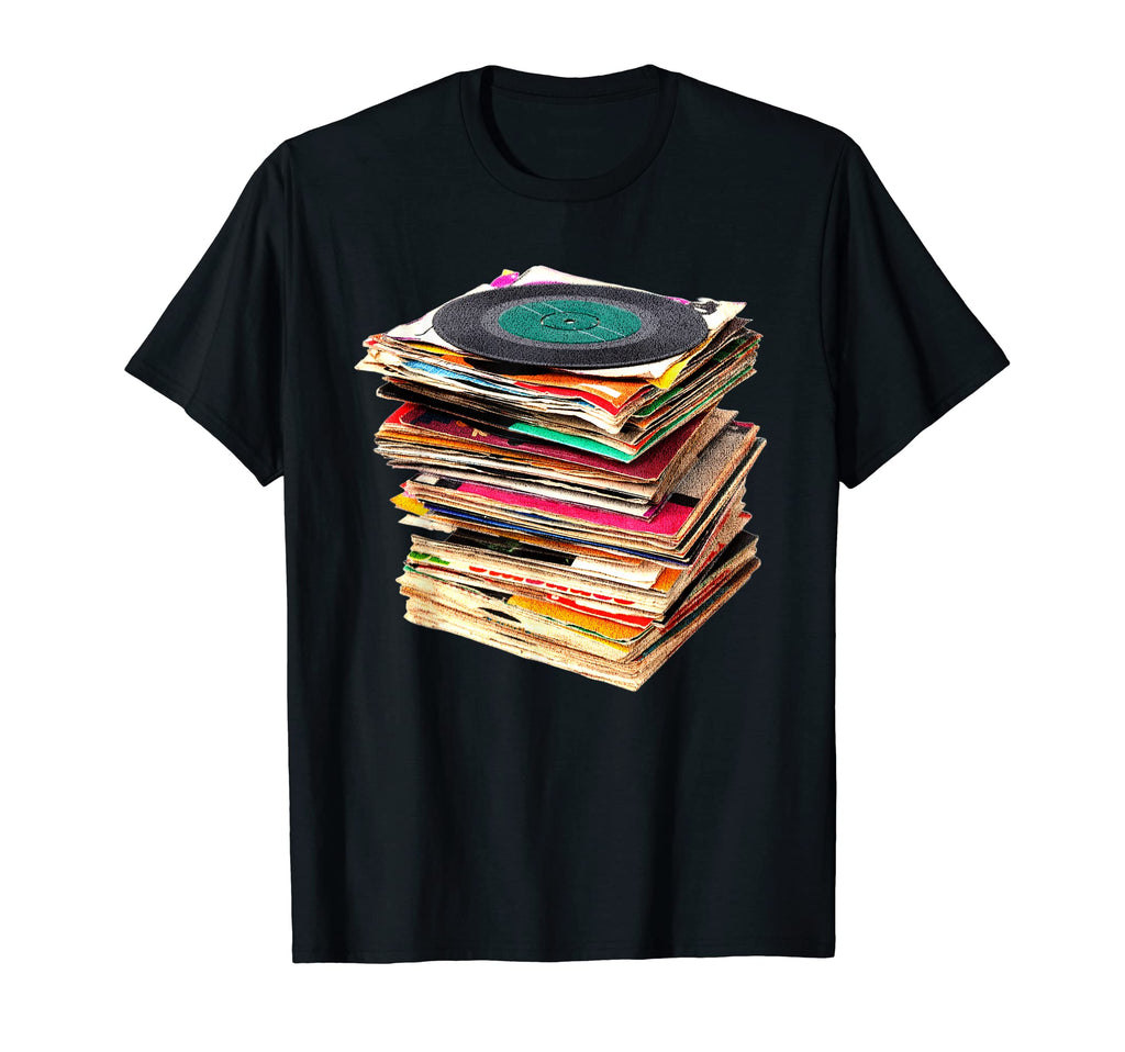 Vinyl Record Stack Music Lover Lps T-Shirt - Trendy Graphic for Adults - T-Shirt, Sweatshirt, Hoodie