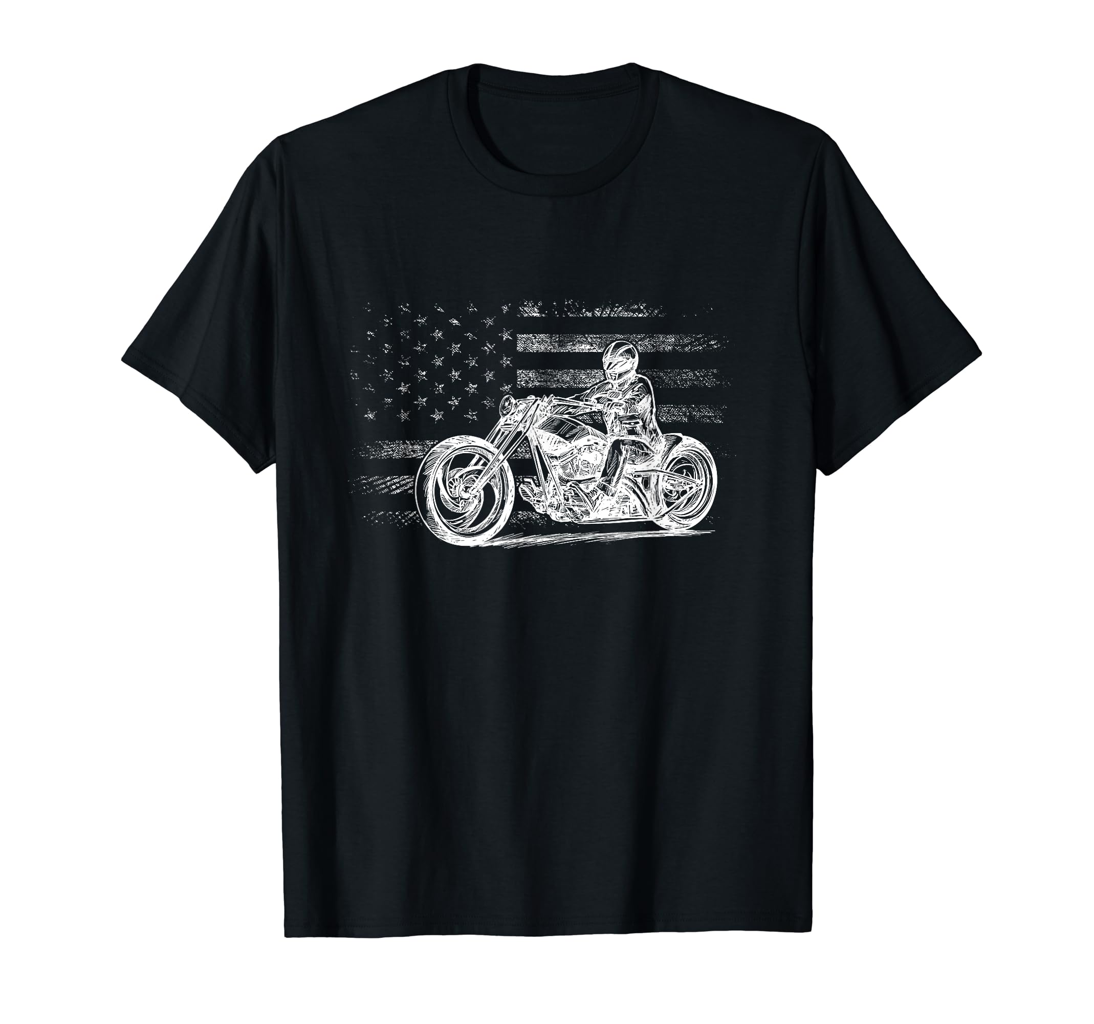 Patriotic Motorcycle American Us Flag T-Shirt - Minimalist Print Men Women - T-Shirt, Sweatshirt, Hoodie