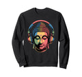 Buddha Headphones Mindfulness Music Sweatshirt - Unique Graphic Unisex - T-Shirt, Sweatshirt, Hoodie