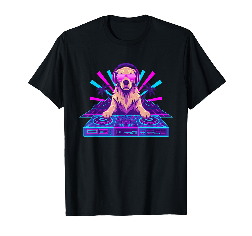 Funny Dj Golden Retriever Dog T-Shirt - Fun Novelty Design Men Women - T-Shirt, Sweatshirt, Hoodie