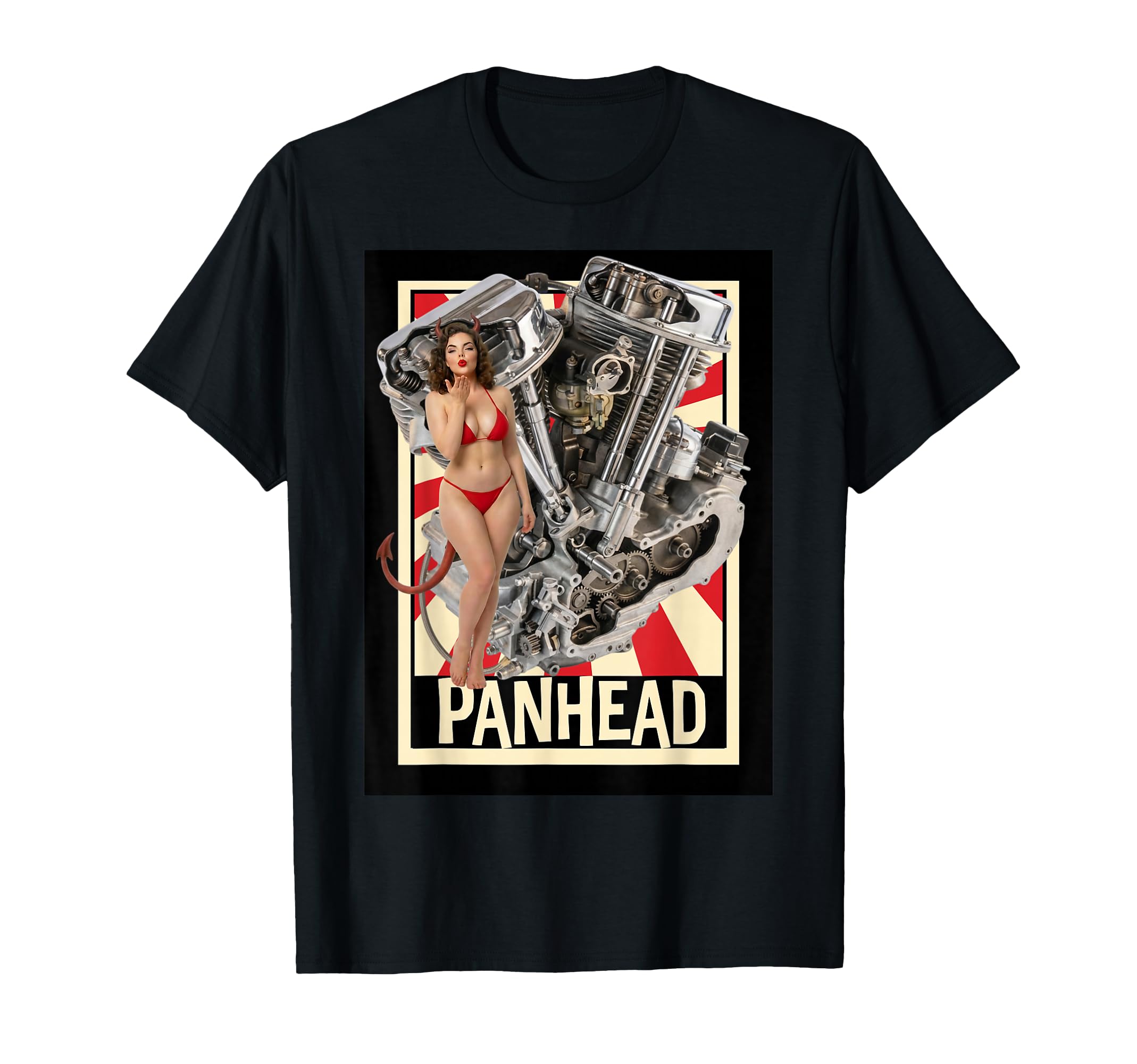 Panhead Engine Pinup Devil Biker T-Shirt - Streetwear Style for Adults - T-Shirt, Sweatshirt, Hoodie