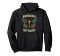 Antisocial Butterfly Skull Goth Hoodie - Casual Everyday Wear for Adults - T-Shirt, Sweatshirt, Hoodie