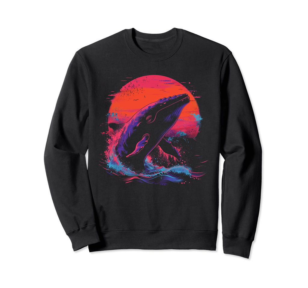 Whale Vaporwave Aesthetic Synthwave Sweatshirt - Graphic Print for Adults - T-Shirt, Sweatshirt, Hoodie