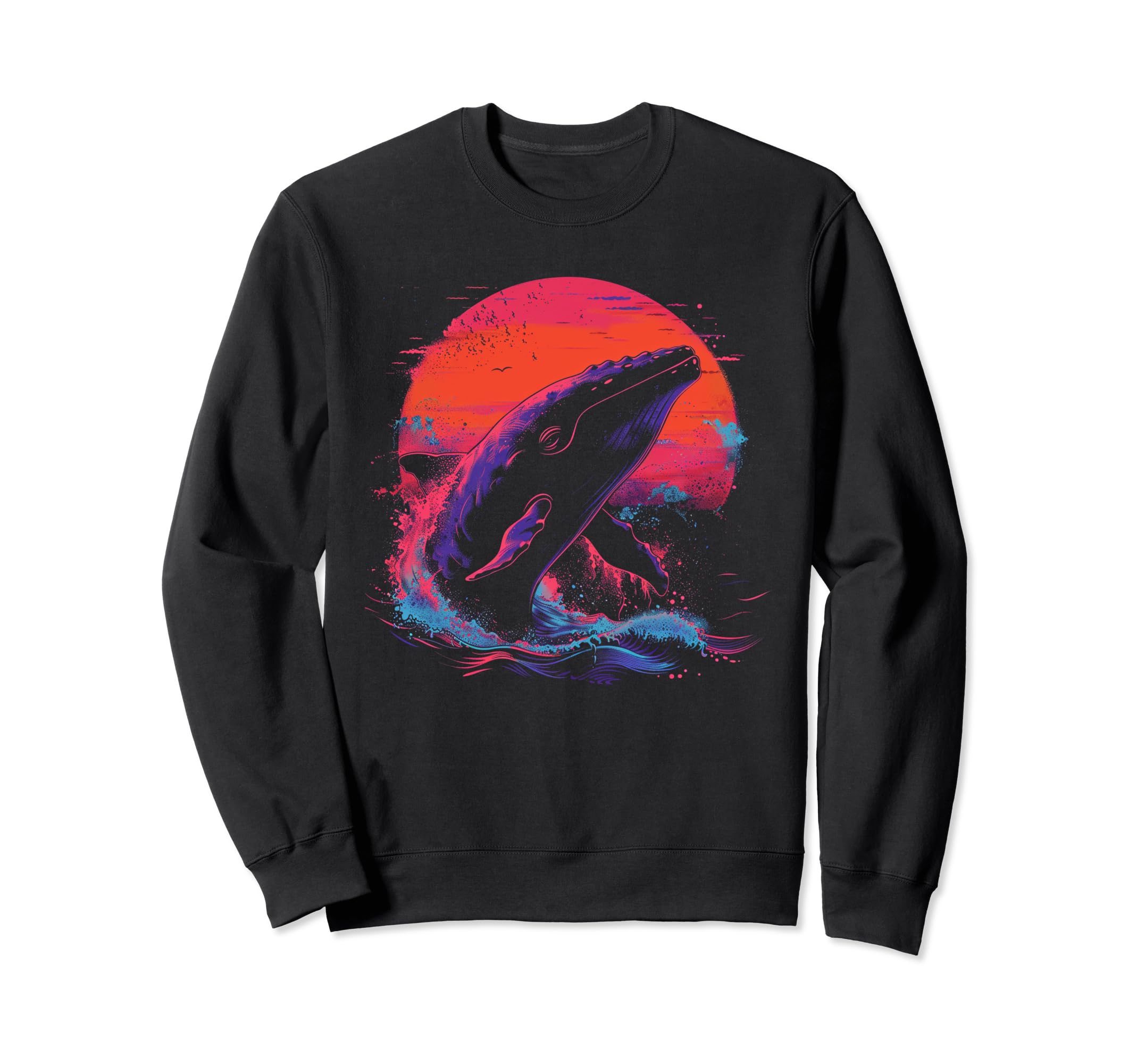 Whale Vaporwave Aesthetic Synthwave Sweatshirt - Graphic Print for Adults - T-Shirt, Sweatshirt, Hoodie