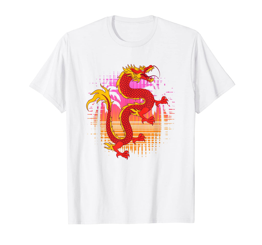 Mystical Dragon Synthwave Animal 90S Palm T-Shirt - Graphic Print Unisex - T-Shirt, Sweatshirt, Hoodie