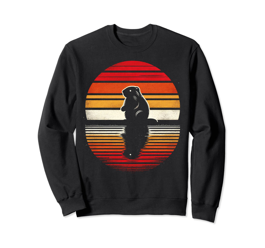 Groundhog Sunset Safari 70S Sweatshirt - Fun Novelty Design for Adults - T-Shirt, Sweatshirt, Hoodie