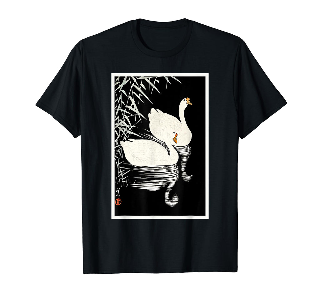 Asian Japanese Swans Woodblock T-Shirt - Custom Art Print for Adults - T-Shirt, Sweatshirt, Hoodie