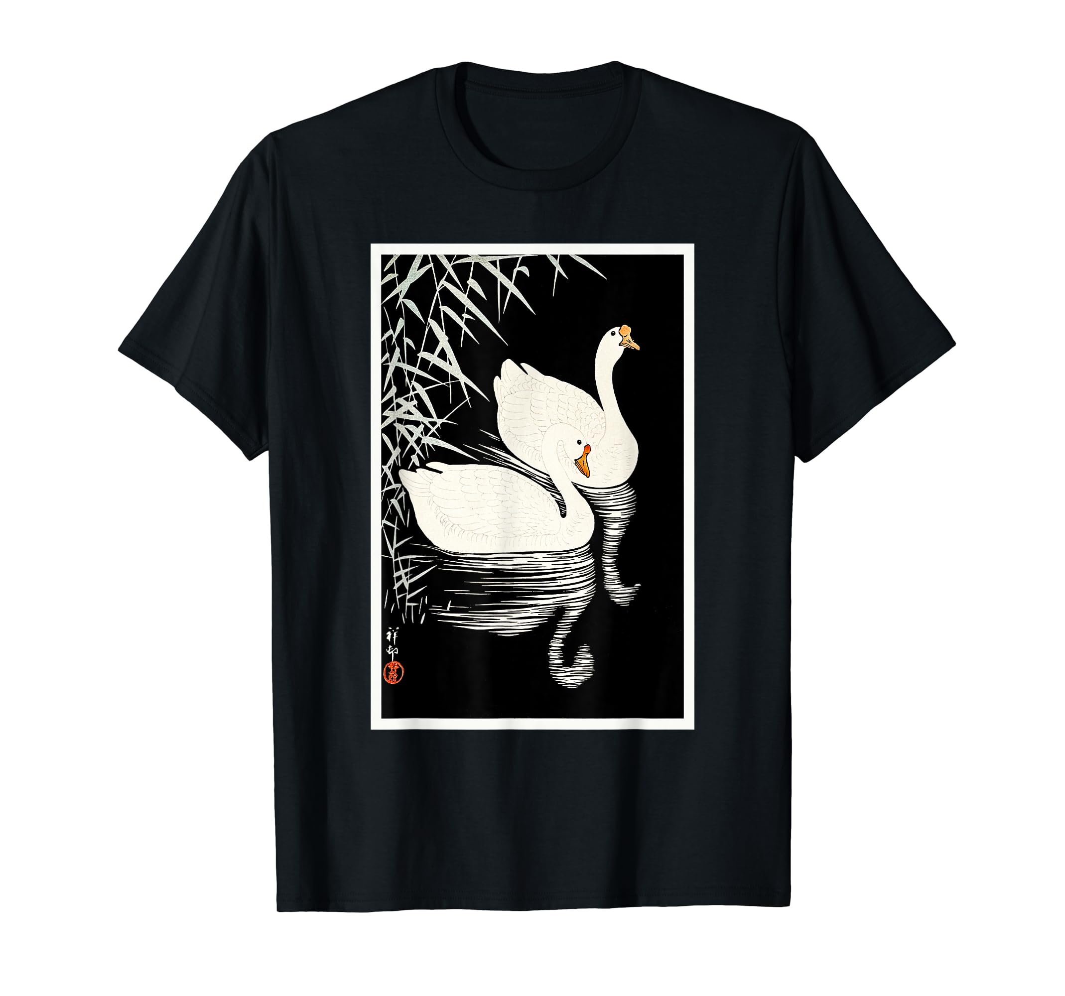 Asian Japanese Swans Woodblock T-Shirt - Custom Art Print for Adults - T-Shirt, Sweatshirt, Hoodie