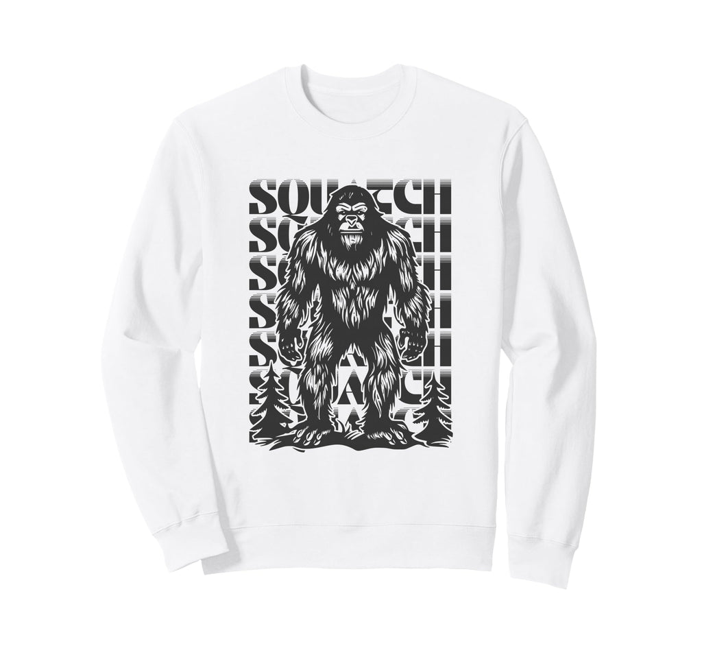 Linocut Sasquatch Forest Bigfoot Sweatshirt - Custom Art Print Men Women - T-Shirt, Sweatshirt, Hoodie