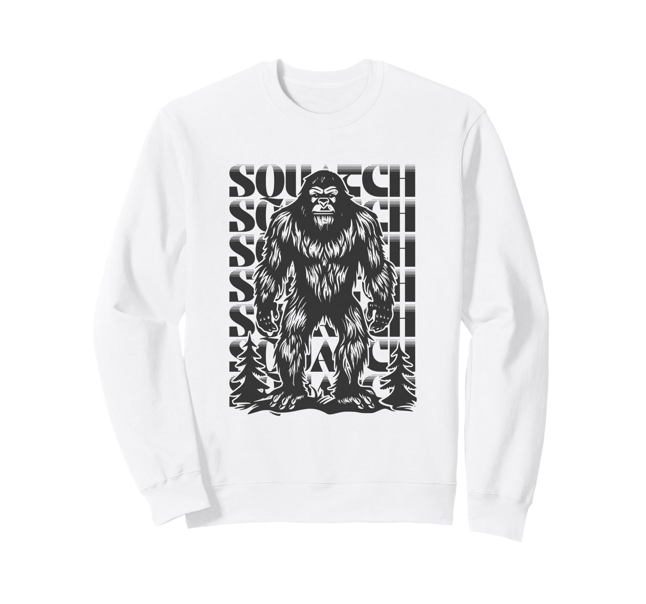 Linocut Sasquatch Forest Bigfoot Sweatshirt - Custom Art Print Men Women - T-Shirt, Sweatshirt, Hoodie