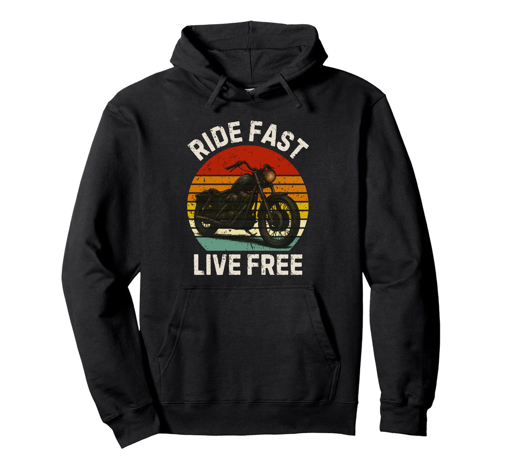 Ride Fast Live Free Distressed Hoodie - Streetwear Style for Adults - T-Shirt, Sweatshirt, Hoodie