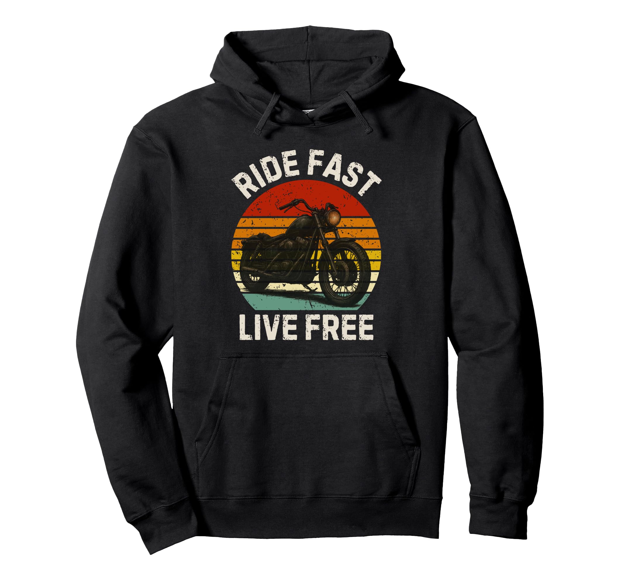 Ride Fast Live Free Distressed Hoodie - Streetwear Style for Adults - T-Shirt, Sweatshirt, Hoodie